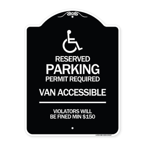 Connecticut Reserved Parking Permit Required Van Accessible Violators Will Be Fined M, BW-1824-24657